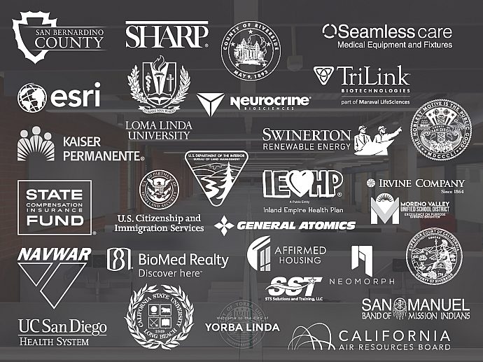 GM Business Interiors Top Clients San Diego Riverside Irvine Sharp Trilink Orange County Riverside San Bernardino Diego SDG&E Loma Linda ESRI Scripps